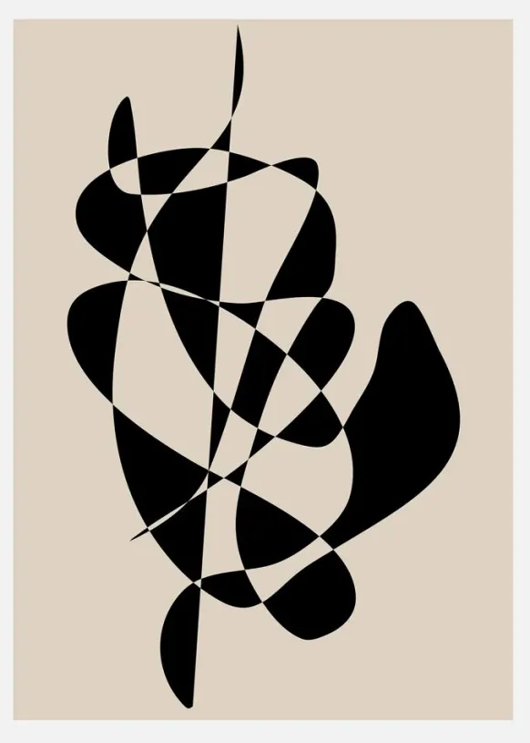 Abstract Black Shapes Artwork Canvastavla (30x40 cm)