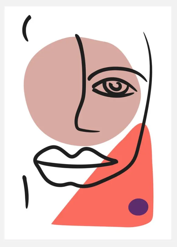 Abstract Face - Red II Canvastavla (30x40 cm)