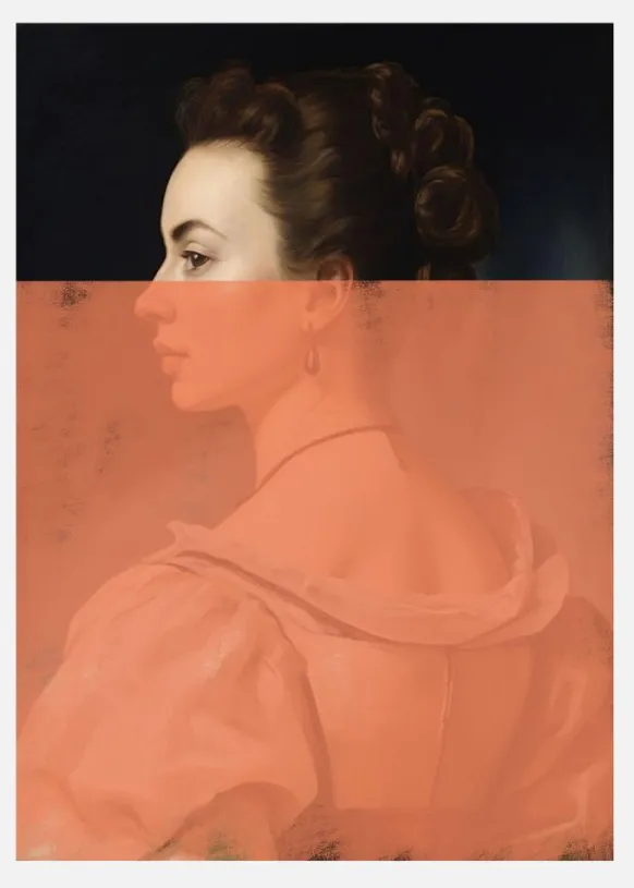 Altered Portrait Of Woman Orange Modern Art Canvastavla (30x40 cm)