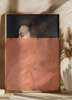 Altered Portrait of Woman Orange Modern Art Poster (21x29.7 cm (A4))