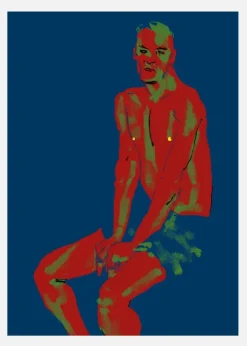 A Man Posing Blue Canvastavla (30x40 cm)