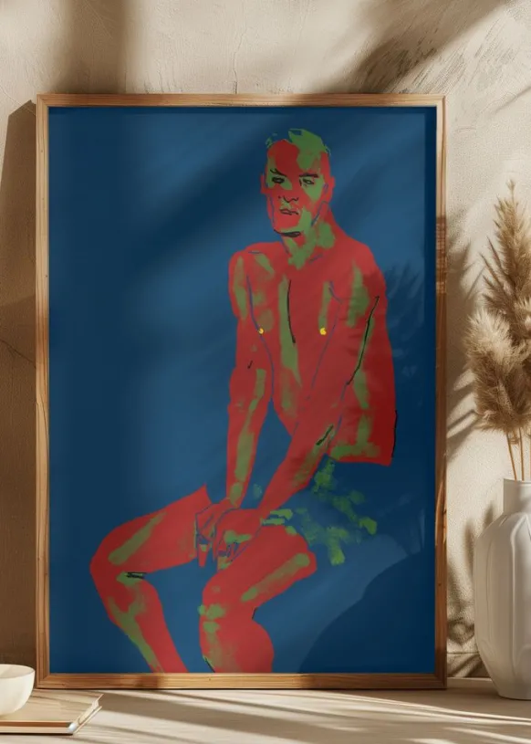 A Man Posing Blue Poster (21x29.7 cm (A4))