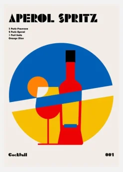 Aperol Spritz Cocktail Bauhaus Art Print Canvastavla (30x40 cm)