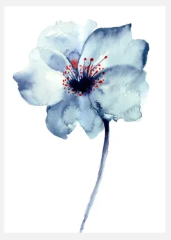 Aquarelle Flower - Blue Canvastavla (30x40 cm)