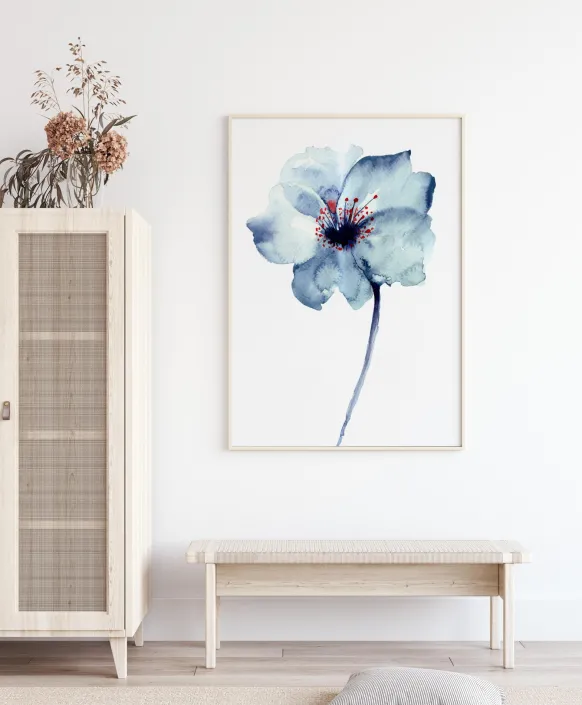 Aquarelle Flower - Blue Poster (21x29.7 cm (A4))