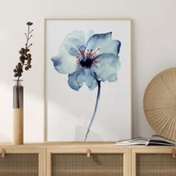 Aquarelle Flower - Blue Poster (21x29.7 cm (A4))
