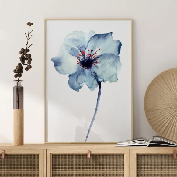 Aquarelle Flower - Blue Poster (21x29.7 cm (A4))