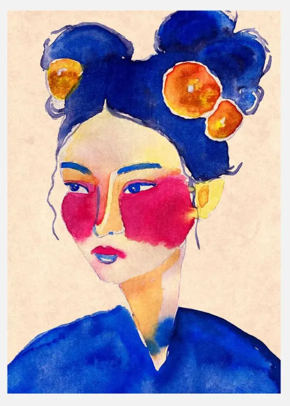 Asian Girl Canvastavla (30x40 cm)