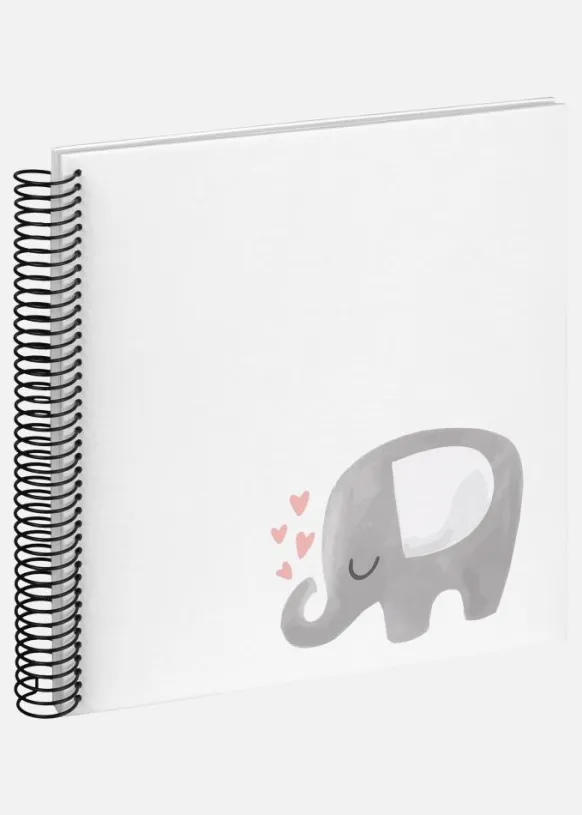 Baby Elephant Hearting Spiralalbum Vit - 24x24 cm (40 Vita sidor / 20 blad)