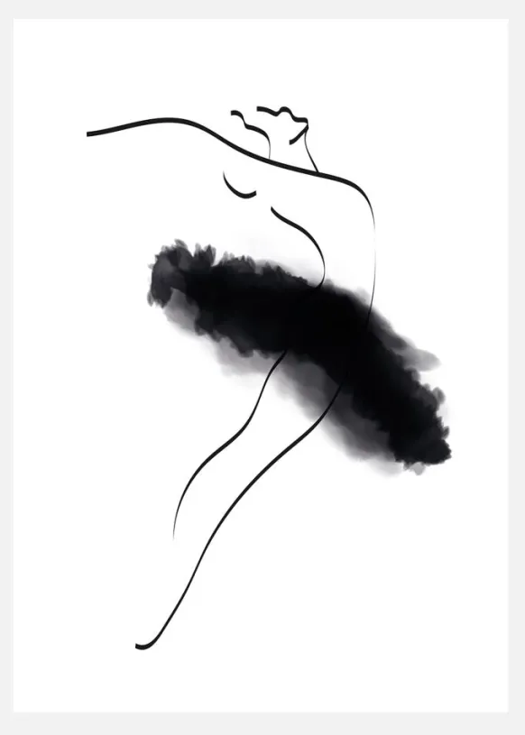Ballerina Thin Lines Canvastavla (30x40 cm)