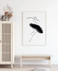 Ballerina Thin Lines Poster (21x29.7 cm (A4))
