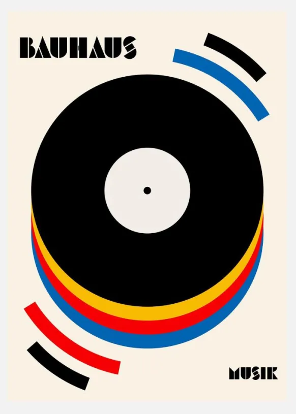 Bauhaus Musik Retro Illustration Canvastavla (30x40 cm)