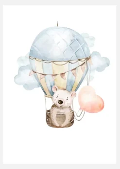 Bear Hot Air Balloon Canvastavla (30x40 cm)