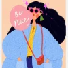 Be Nice Quirky Woman Canvastavla (30x40 cm)
