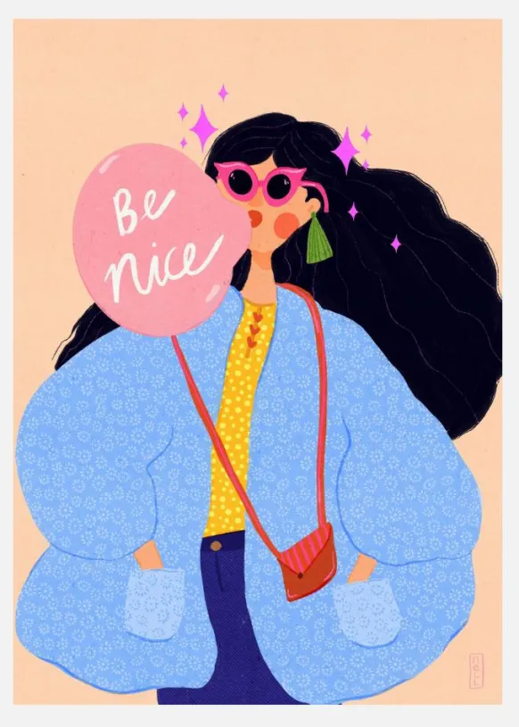 Be Nice Quirky Woman Canvastavla (30x40 cm)