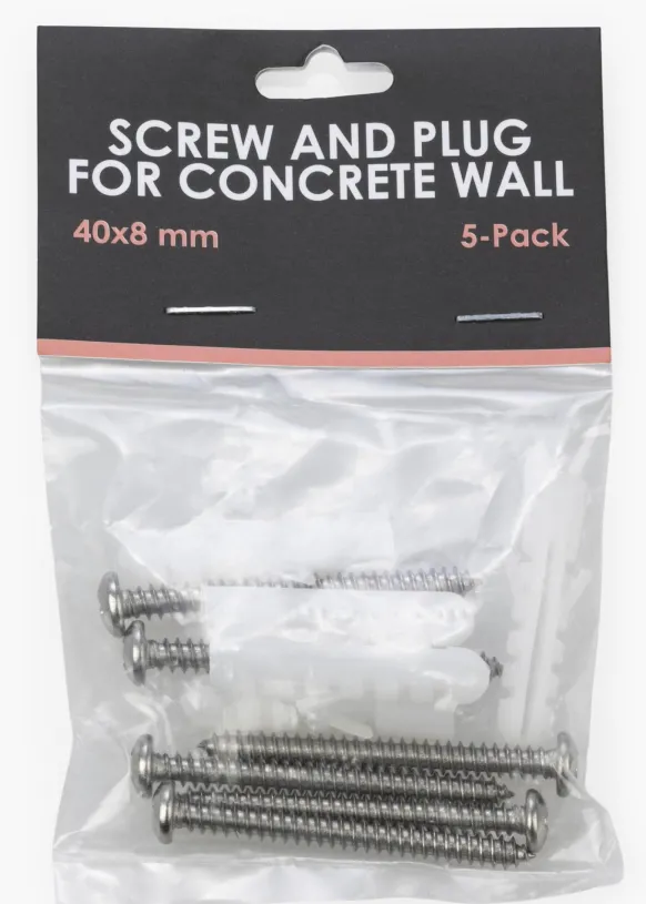 BGA Skruv och plugg för betongvägg - 5-pack (40x8 mm)