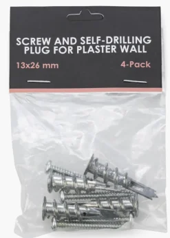 BGA Skruv och självborrande plugg för gipsvägg - 4-pack (13x26 mm)