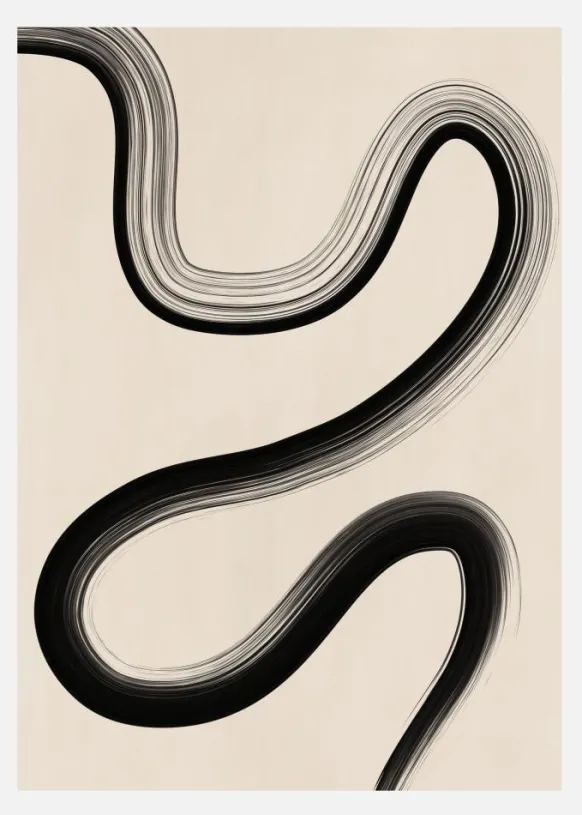 Black Brush Stroke Art Canvastavla (30x40 cm)