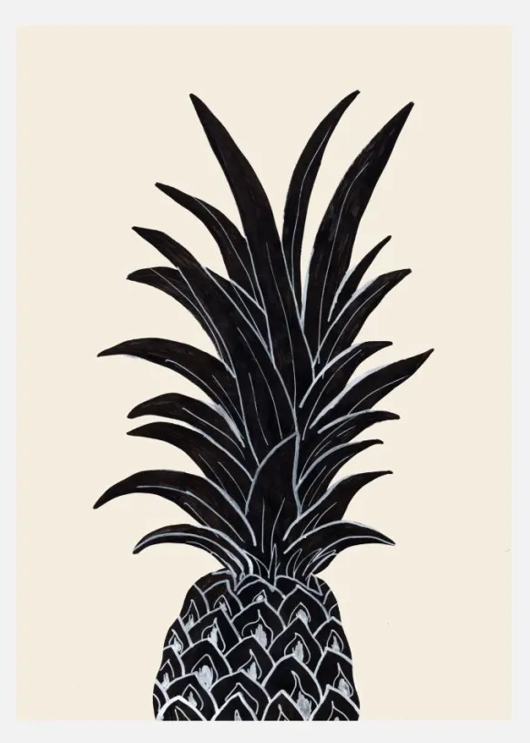 Black Pineapple Canvastavla (30x40 cm)