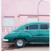 Blue Car At Pink Wall Canvastavla (30x40 cm)
