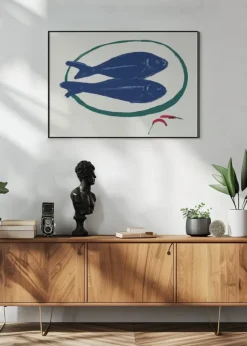 Blue fishes still life Poster (21x29.7 cm (A4))