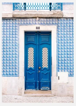 Blue Lisbon Door Canvastavla (30x40 cm)
