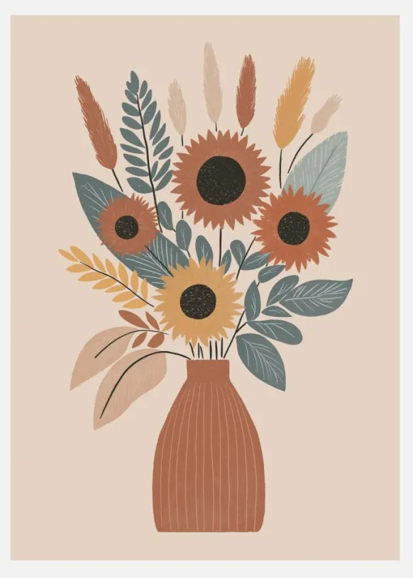 Boho Sunflowers Canvastavla (30x40 cm)