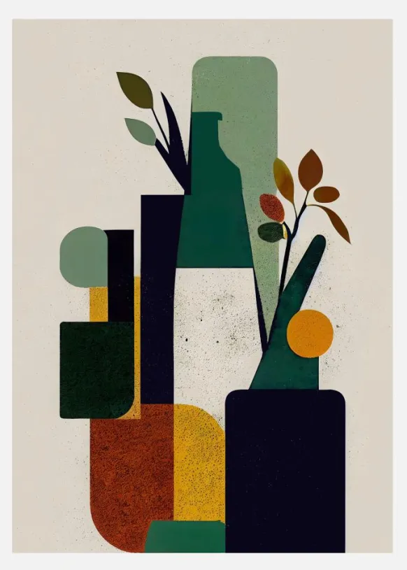 Bottle And Plant Canvastavla (30x40 cm)