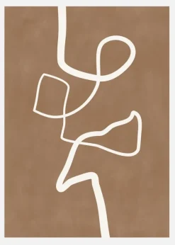 Brown Single Line Artwork Canvastavla (30x40 cm)