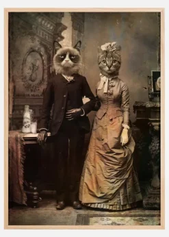 Cat Couple Poster (21x29.7 cm (A4))