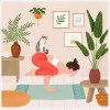 Cat Yoga Canvastavla (30x30 cm)