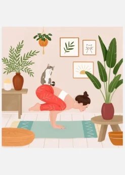 Cat Yoga Canvastavla (30x30 cm)
