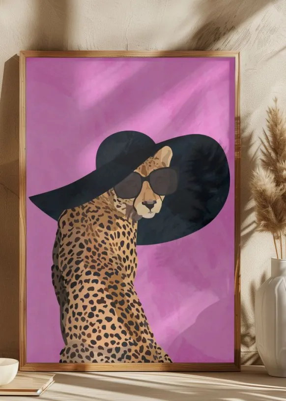Cheetah Hat Pink Poster (21x29.7 cm (A4))