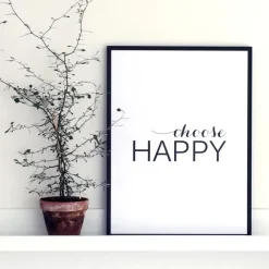 Choose happy - Svart Poster (30x40 cm)