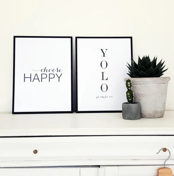 Choose happy - Svart Poster (30x40 cm)