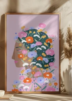 Colourful flower Lady Poster (21x29.7 cm (A4))