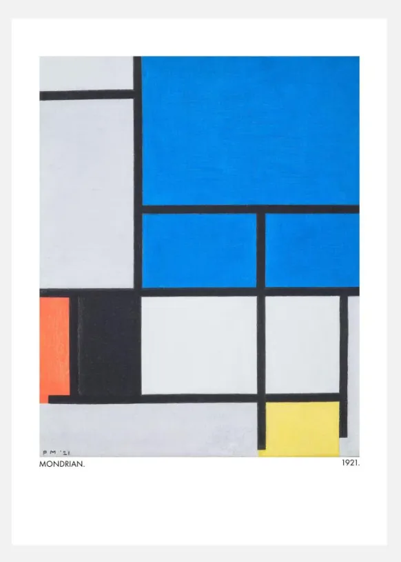 Composition With Large Blue Plane Canvastavla (30x40 cm)