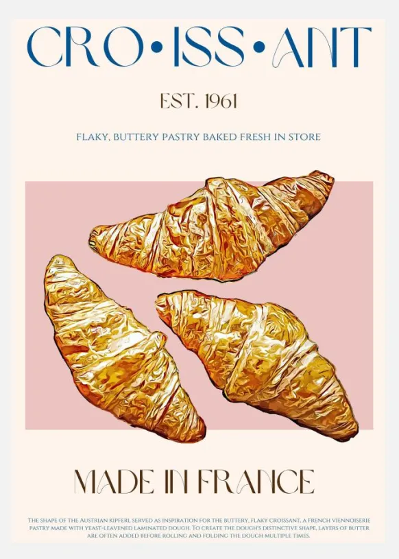 Croissant Print Canvastavla (30x40 cm)