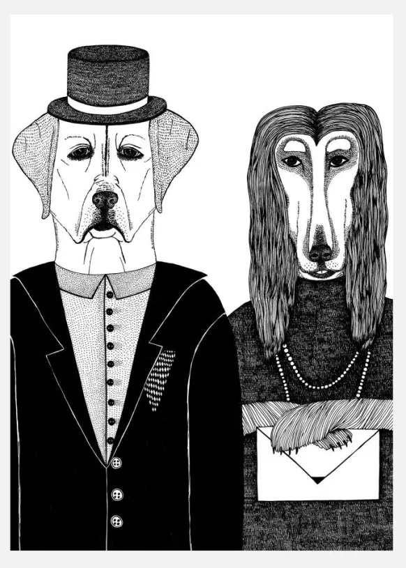 Dogs Couple Canvastavla (30x40 cm)