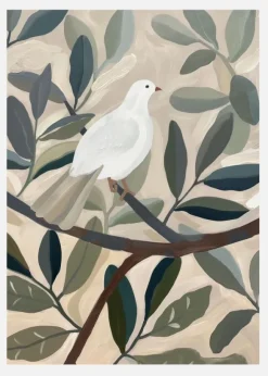 Dove In Tree Canvastavla (30x40 cm)