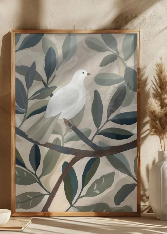 Dove In Tree Poster (21x29.7 cm (A4))