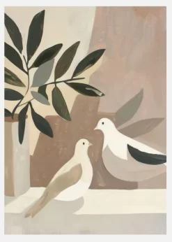 Doves On Patio Canvastavla (30x40 cm)
