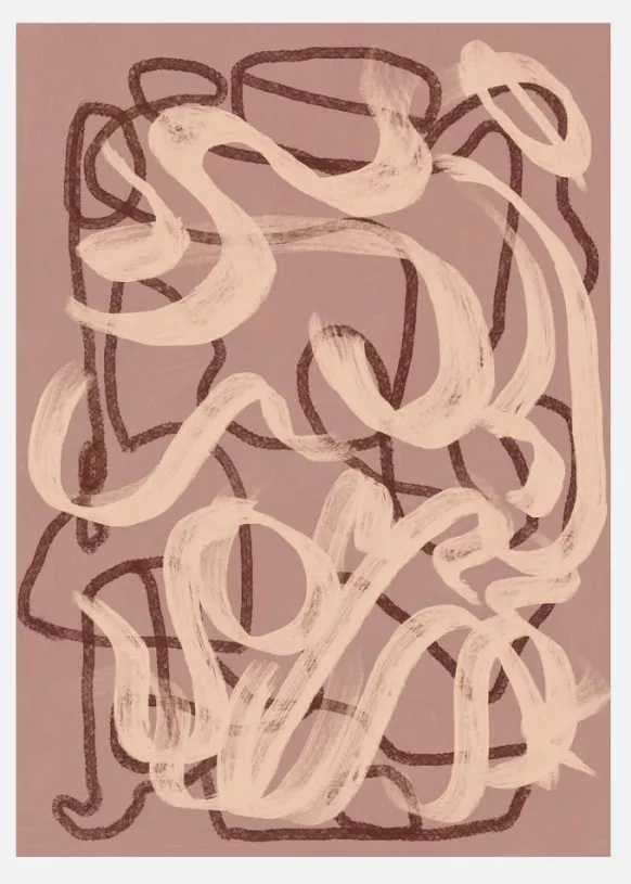 Dry Brush Abstract In Nude Canvastavla (30x40 cm)