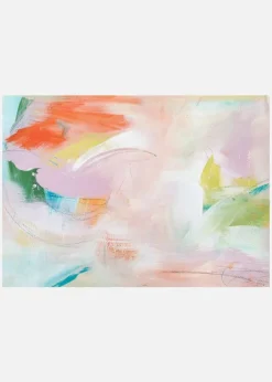 Dynamic Brushstrokes Of Orange Green And Purple Canvastavla (30x40 cm)