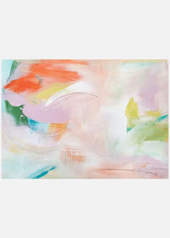 Dynamic Brushstrokes Of Orange Green And Purple Canvastavla (30x40 cm)