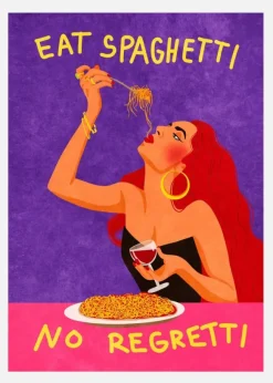 Eat Spaghetti No Regretti Canvastavla (30x40 cm)
