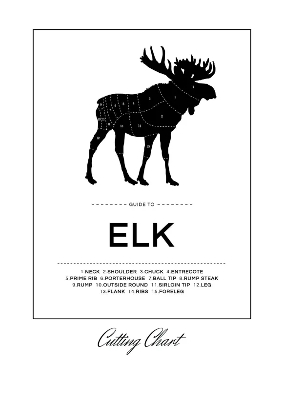 Elk Cut Chart Poster (21x29.7 cm (A4))