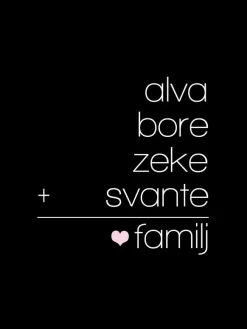 Familjeekvation Svart - 4 Namn (21x29,7 cm (A4))