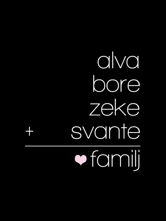 Familjeekvation Svart - 4 Namn (21x29,7 cm (A4))