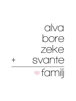 Familjeekvation Vit - 4 Namn (21x29,7 cm (A4))